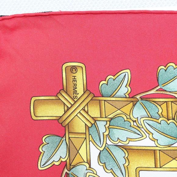 HERMES Carre 90 Scarf ""ENVOL"" Silk Red Auth ac3618 - Picture 14 of 16